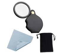 VIVIIHOO Mini lupa: lupa plegable de 20 capas, funda de piel, lupa de bolsillo para leer, hobby y viajes, pequeña lupa para niños y adultos