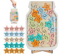 VIVIIHOO Sistema Magnético de Recompensa, Tablero de Madera con 30 Estrellas e Imanes, 14.5x21cm, para Aula y Hogar, Material para Profesores y Padres