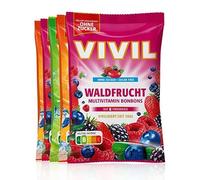 VIVIL 5 bolsas de caramelos refrescantes con fruta del bosque, naranja silvestre y menta lima, sin azúcar, veganos y sin gluten, 5 x 120 g