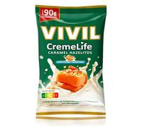 VIVIL Crema Life Caramel Hazelitos, 1 bolsa, caramelos de nata con sabor a nueces, sin azúcar y sin gluten, 1 x 90 g