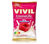 VIVIL Crema Life Frambuesa, 1 bolsa, caramelos de crema afrutada con sabor a frambuesa, sin azúcar y sin gluten, 1 x 90 g