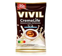 VIVIL Creme Life Brasilitos Espresso, 1 bolsa, caramelos de nata fuertes con sabor a café, sin azúcar, 1 x 90 g