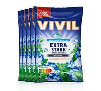 VIVIL Extra fuerte con vitamina C, 5 bolsas, caramelos para el cuello con sabor a menta, sin azúcar y vegano, 5 x 120 g