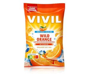 VIVIL Naranja salvaje con vitamina C, 1 bolsa, caramelos refrescantes con sabor a naranja, sin azúcar y vegano, 1 x 120 g