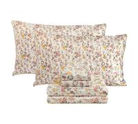 Viviland Juego de sábanas Florales tamaño Queen, 4 Piezas, Color Rosa y Amarillo, sábanas de Microfibra cepillada Suave y Transpirable, sábanas y Fundas de Almohada, sábanas bajeras sin Arrugas con