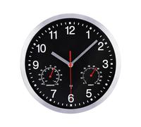 VIVILINEN 25CM Radio-controlado Reloj de Pared con Termómetro e Higrómetro Moderno Reloj Silencioso Sin Tictac Redondo Reloj de Pared Decorativo para Dormitorio Cocina Salón