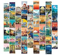 VIVIMAGIS Vintage Travel Wall Collage Kit Room Aesthetics Collection Travel Posters Retro Style Room Dorm Decor Teen Girls Boys World Art Postercard 50 PCS 1 Set…