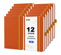 ViVin Paquete de 12 cuadernos A6 de tapa dura de 128 páginas para el | Paquete económico a granel, lazo integrado para bolígrafo y banda de cierre elástica, cubierta de piel sintética