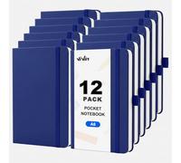 ViVin Paquete de 12 cuadernos A6 de tapa dura de 128 páginas para el | Paquete económico a granel, lazo integrado para bolígrafo y banda de cierre elástica, cubierta de piel sintética