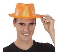 Viving Costumes Sombrero Plástico Glitter Naranja 58 CM