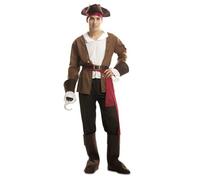 viving- Disfraz Bucanero Sombrero, Camisa, Chaqueta, Fajín, Cinturón, Pantalón Y Cubre Botas Talla XXL, Multicolor (1)