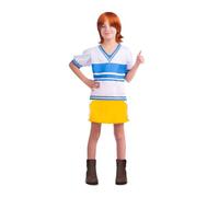 My Other Me - Disfraz Nami One Piece para Niña, talla 10-12 años. Incluye camiseta azul y blanca, falda naranja con detalles en blanco y peluca pelirroja. Ideal en Carnaval, Cosplay, Fiestas
