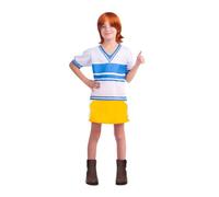 My Other Me - Disfraz Nami One Piece para Niña, talla 7-9 años. Incluye camiseta azul y blanca, falda naranja con detalles en blanco y peluca pelirroja. Ideal en Carnaval, Cosplay, Fiestas