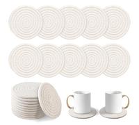 Vivinin 10 posavasos bohemios absorbentes de algodón de Psc para bebidas, juego de vasos tejidos, beige, 4.3 pulgadas, decoración de habitación, bar, regalo de inauguración de la casa