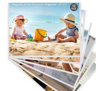 vivinin Paquete de 12 marcos magnéticos para fotos, marco magnético con borde blanco, marcos magnéticos de 5 x 7 pulgadas, reutilizables, marcos de fotos magnéticos, marco de exhibición perfecto