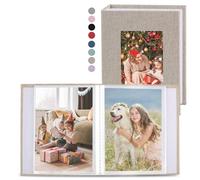 vivinin Paquete de 2 álbumes de fotos con cubierta de lino, álbum de fotos de 4 x 6 pulgadas, 36 bolsillos, pequeño álbum de fotos para fotos verticales, libro de fotos para aniversarios familiares,