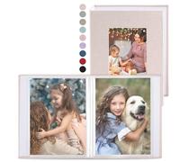 vivinin Paquete de 2 álbumes de fotos de 4 x 6 pulgadas, color blanco roto