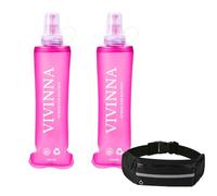 Vivinna Pack 2 Soft Flask 250ml - Botellas Agua Flexibles Running Trail, Riñonera Regalo - Botellas Blandas Plegables Mochila Chaleco Hidratacion Porta Vaso (Rosa 250ML)