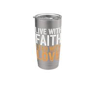 Vivir con fe Liderar con amor Esperanza Inspiración Cristiano Vaso térmico de acero inoxidable de doble pared