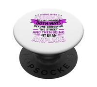 Vivir con fibromialgia Cita Diciendo Conciencia de Fibro PopSockets PopGrip Adhesivo