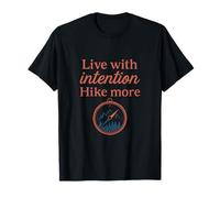 Vivir con intención Caminata Más Brújula Aventura Montaña Camiseta