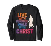 Vivir con Propósito Camina con Cristo Jesús Fe Cristiana Manga Larga