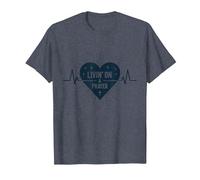 Vivir de un corazón Cristiano Inspirador en la oración Camiseta, Hombre, Azul Jaspeado, S