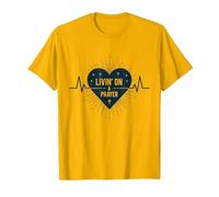 Vivir de un corazón Cristiano Inspirador en la oración Camiseta, Hombre, Dorado Brillante, S