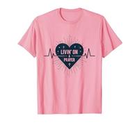 Vivir de un corazón Cristiano Inspirador en la oración Camiseta, Hombre, Rosado, M