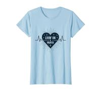 Vivir de un corazón Cristiano Inspirador en la oración Camiseta, Mujer, Azul Bebé, XL