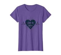 Vivir de un corazón Cristiano Inspirador en la oración Camiseta, Mujer, Morado Jaspeado, 3XL