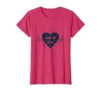Vivir de un corazón Cristiano Inspirador en la oración Camiseta, Mujer, Rojo Jaspeado, M