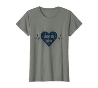 Vivir de un corazón Cristiano Inspirador en la oración Camiseta, Mujer, Verde Militar Jaspeado, XS
