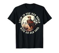 Vivir en el Nuevo Mundo con un Alma Vieja Bandera de Estados Unidos Patriotismo Camiseta