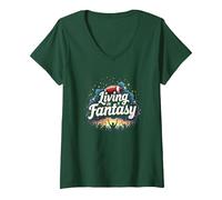 Vivir en un sueño de Fan de fútbol de fantasía Camiseta Cuello V, Mujer, Verde Bosque, S