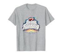 Vivir en un sueño de Fan de fútbol de fantasía Camiseta, Hombre, Gris Jaspeado, L