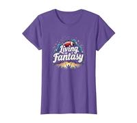 Vivir en un sueño de Fan de fútbol de fantasía Camiseta, Mujer, Morado Jaspeado, XS