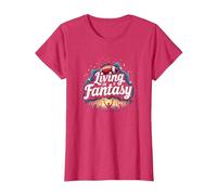 Vivir en un sueño de Fan de fútbol de fantasía Camiseta, Mujer, Rojo Jaspeado, S