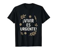Vivir es urgente Camiseta gráfica económica, Hombre, Negro, M