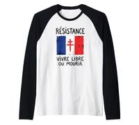 Vivir Libre o Morir Francés Résistance Francia Cruz de Lorena Camiseta Manga Raglan