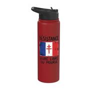 Vivir libre o morir Francés Résistance Francia Cruz de Lorena Stainless Steel Insulated Water Bottle