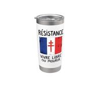 Vivir libre o morir Francés Résistance Francia Cruz de Lorena Vaso térmico de acero inoxidable de doble pared