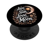 Vivir por el Sol Amor por la Luna Místico Celestial Boho PopSockets PopGrip Adhesivo