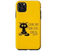 Vivir que nueve vidas un tipo de gato cansado amante del café Carcasa para iPhone 11 Pro Max