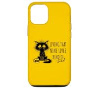 Vivir que nueve vidas un tipo de gato cansado amante del café Carcasa para iPhone 12/12 Pro