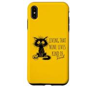 Vivir que nueve vidas un tipo de gato cansado amante del café Carcasa para iPhone XS Max