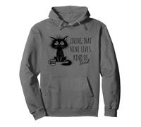 Vivir que nueve vidas un tipo de gato cansado amante del café Sudadera con Capucha