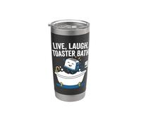 Vivir, reír, Tostadora Baño -Fun diciendo Novedad Sarcástica Meme Vaso térmico de acero inoxidable de doble pared