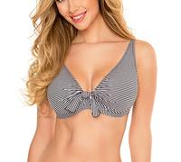 Vivisence 3203 Top De Bikini Blando De Rayas para Mujeres Tirantes Regulables No Extraíbles con Aros - Hecho En La UE, Negro-Blanco,90F