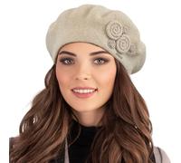 Vivisence Boina De Mujer para Invierno Otoño Elegante para Damas Tejido Cálido Otoño E Invierno Ajuste Estilo Clásico Ideal para Cada Día 7037, Beige,Talla Única